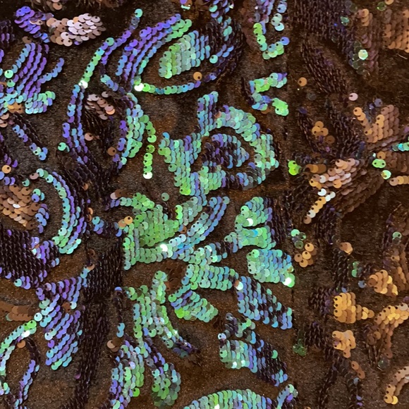 Revamped strapless sequin green/blue dress size L - Picture 4 of 8